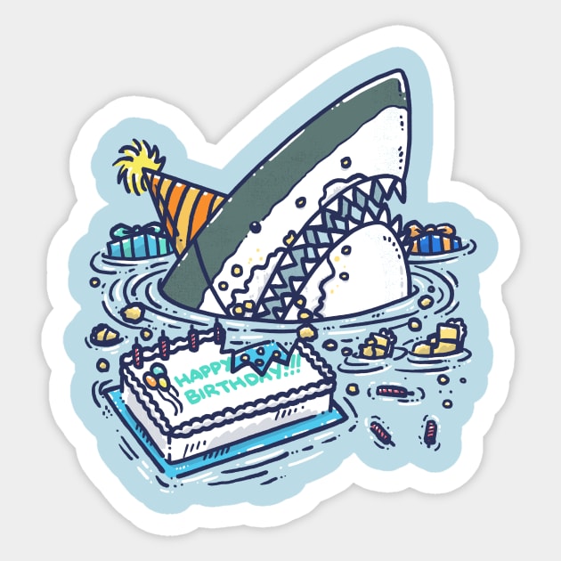 Sheet Cake Destruction Shark Sticker by nickv47
